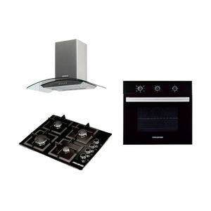 Cocina a Gas Challenger SQ6759 P8885 | 4 Quemadores Incluye Horno HE2750 y Campana Extractora CX4800 Color Negro
