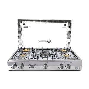 Cocineta a Gas Kombo Premium P66523 | 5 Quemadores con Triple Corona Color Acero Inoxidable