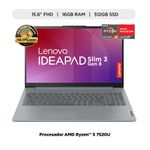 LAPTOP 15,6" IDEAPAD SLIM 3 ADM RYZEN 5 7520U 16GB RAM 512GB SSD ARTIC GREY-1793288084531
